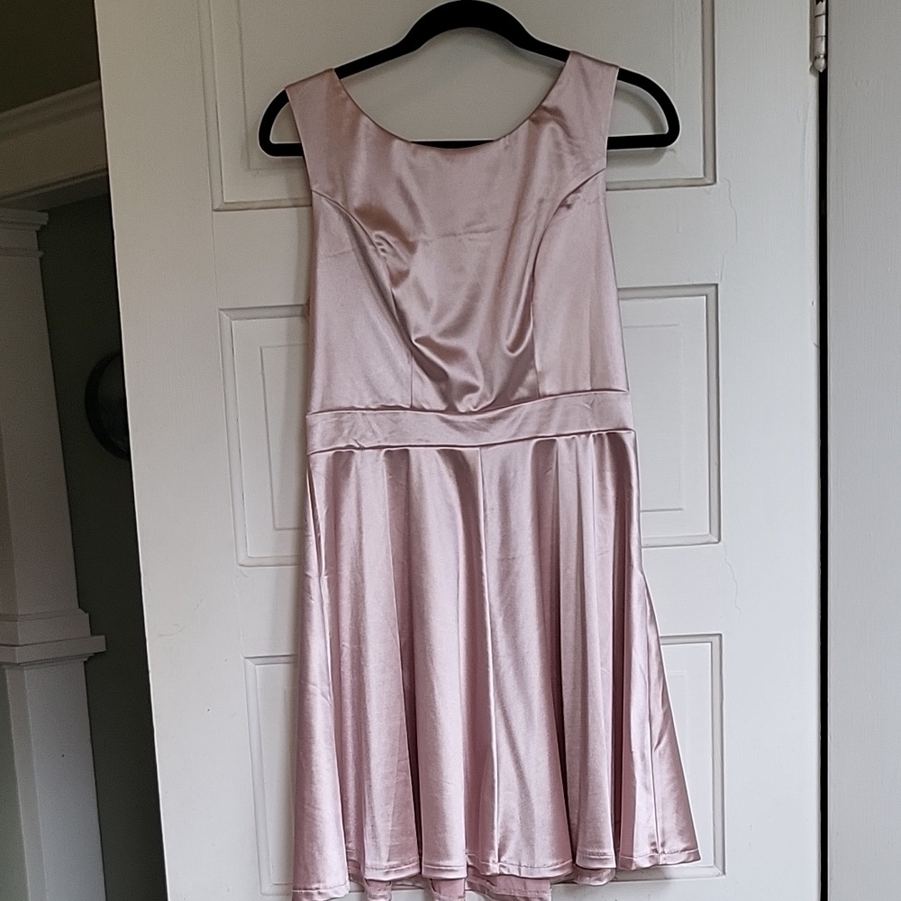 Open Back Pink Satin Dress